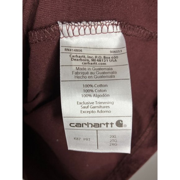 Carhartt Men's 2XL Loose Fit Maroon T-Shirt - Picture 4 of 6